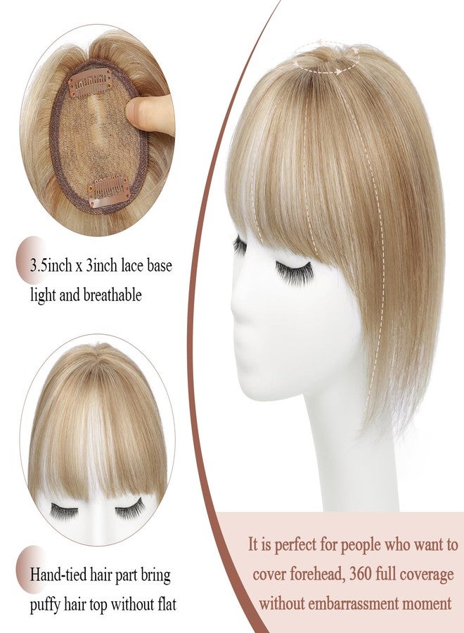 Molefi Human Hair Topper,10 inch Premium Remy Hair Toppers for Women 3 * 3.5 inch Invisible Clip in Bangs for Adding Volume - Image 2